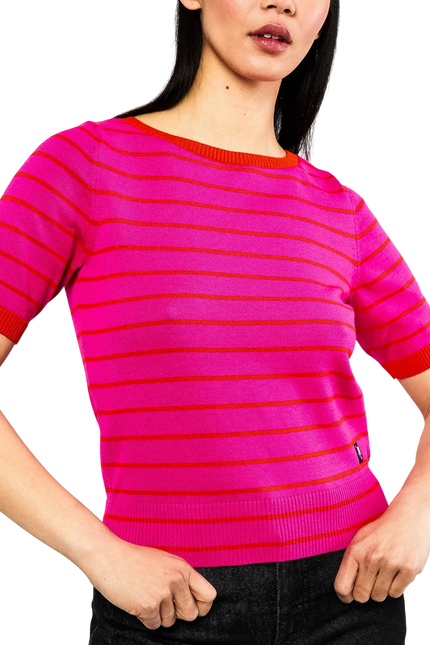 BLUTSGESCHWISTER TOP pretty preppy, pink picnic parade stripe