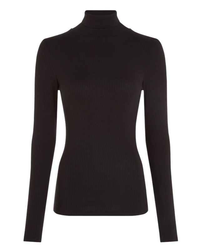 Rollneck Top Uni Rib Black