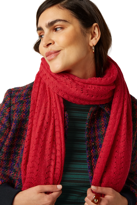 KING LOUIE SCARF AJOUR CARRE, FIRE RED
