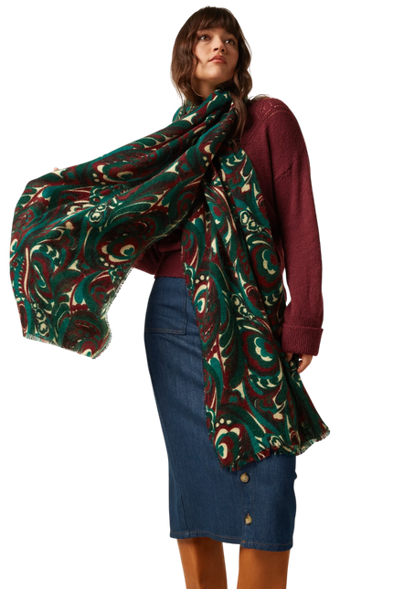 KING LOUIE MAUDE SCARF, BOTANICAL GREEN