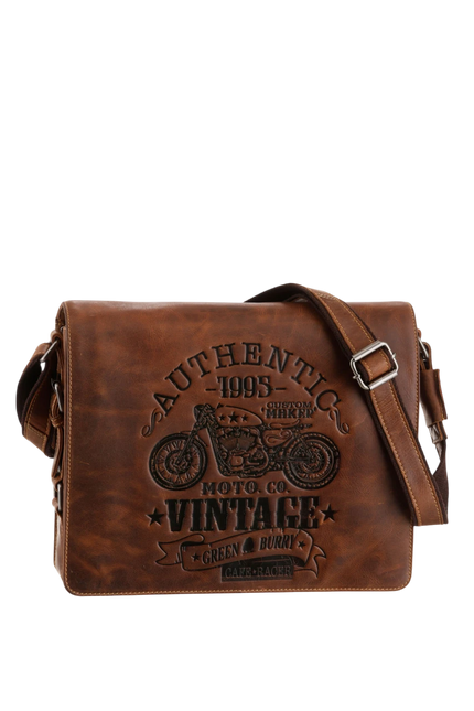 GREENBURRY CAFE RACER A4 KOERIERSTAS BRUIN LEER