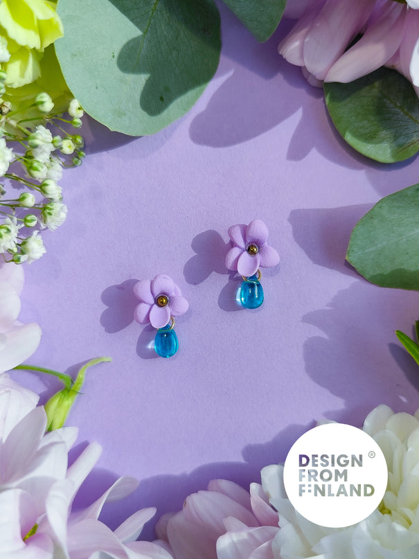 DAUGHTER OF THE NORTH WONDER VIOLET STUD OORBELLEN -18K GOLD PLATED