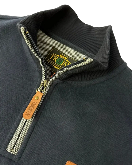 TROJAN Quarter Zip Jacquard Trim Sweat navy