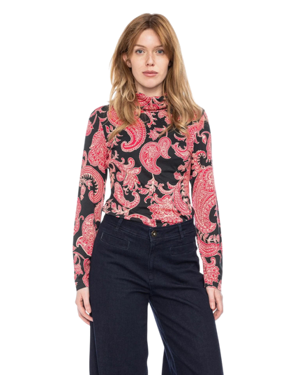 Rolli top met col, zwart