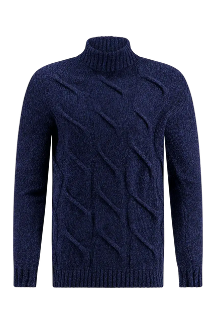 A FISH NAMED FRED Turtleneck Cable NAVY
