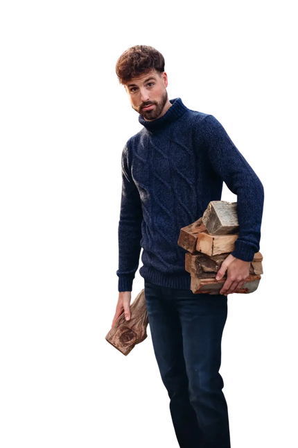 A FISH NAMED FRED Turtleneck Cable NAVY