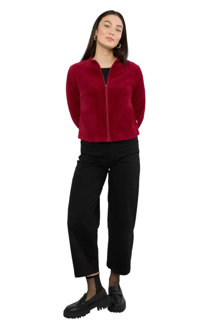 BLUTSGESCHWISTER JACK Jolly Zip Up fine needle red