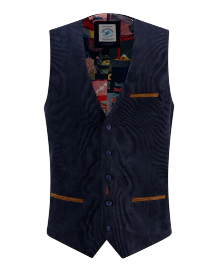 A fish named Fred waistcoat rib, navy