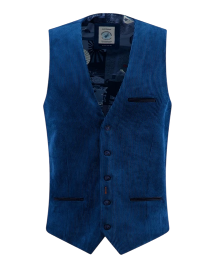 A fish named Fred waistcoat rib, night sky blue