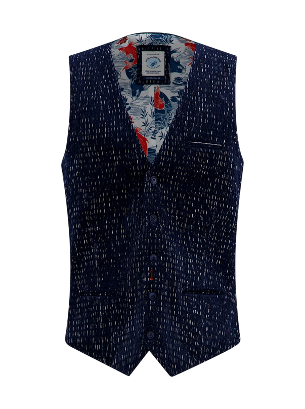A fish named Fred waistcoat fancy rib, navy
