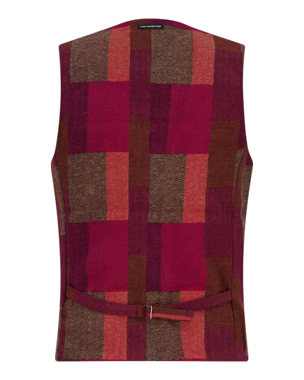 A fish named Fred waistcoat bold check, burgundy