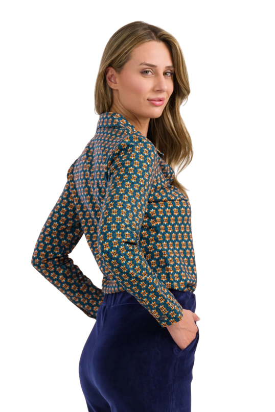 Sara Blouse Jersey, porto blue