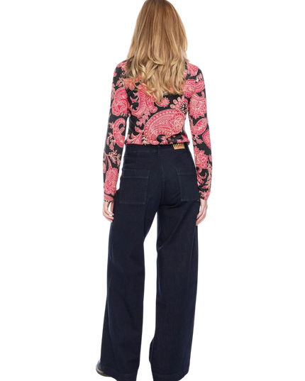 Rolli top met col, zwart