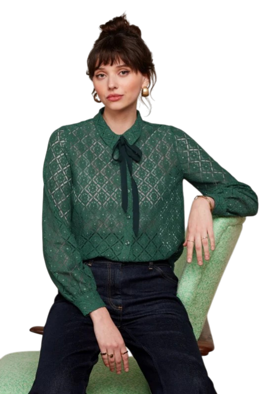 Maisie Blouse Artiste Lace, Amazon Green