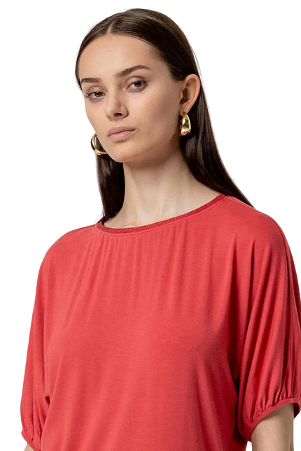 PUFF SLEEVE SHORT SLEEVE TEE - RED