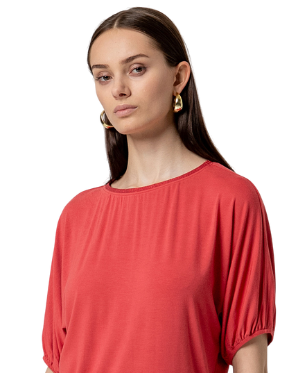 PUFF SLEEVE SHORT SLEEVE TEE - RED