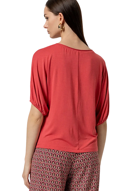 PUFF SLEEVE SHORT SLEEVE TEE - RED