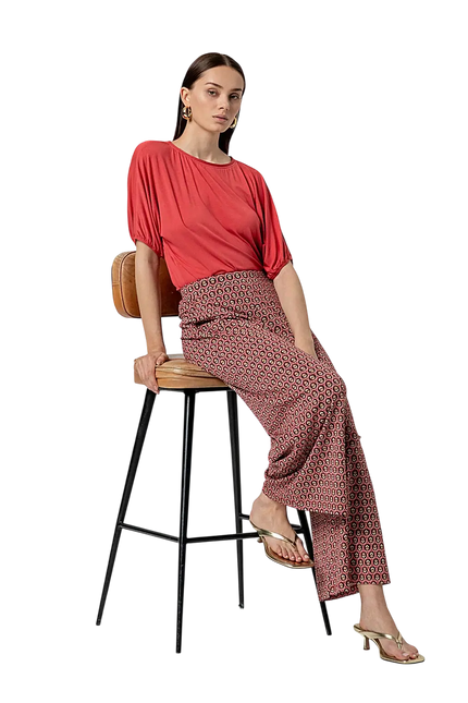 PUFF SLEEVE SHORT SLEEVE TEE - RED
