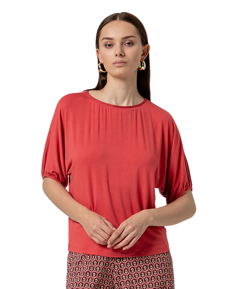 PUFF SLEEVE SHORT SLEEVE TEE - RED