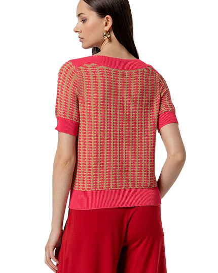 BOAT NECK SHORT SLEEVE SWEATER PINK