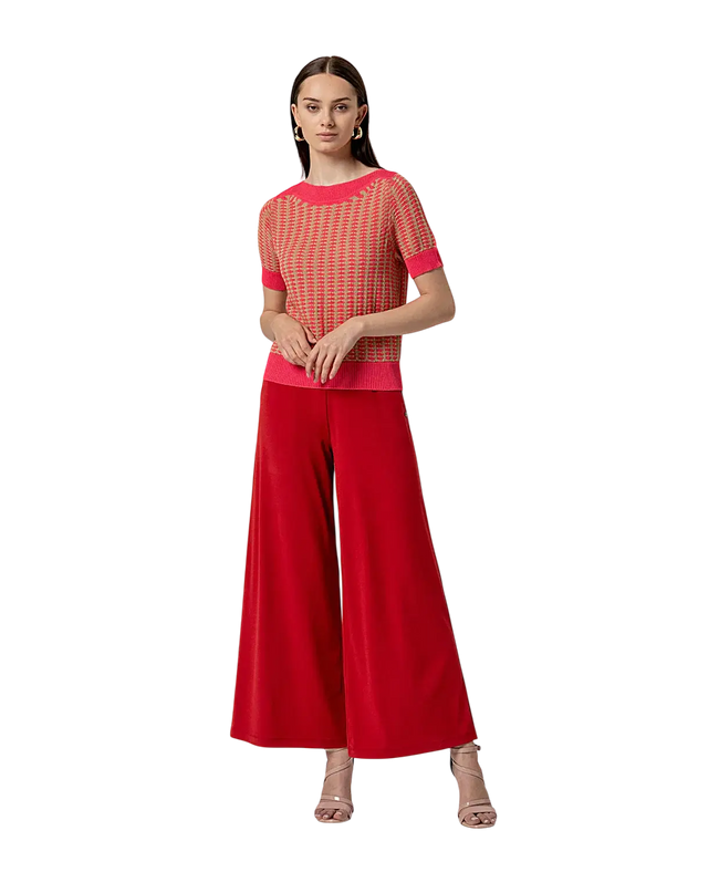 SURKANA BOAT NECK SHORT SLEEVE SWEATER PINK