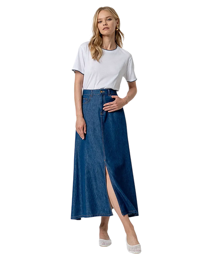 SAIA LONGA COM FENDA AZUL