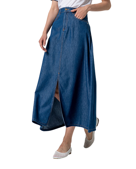 MAXI SKIRT WITH SLIT BLUE
