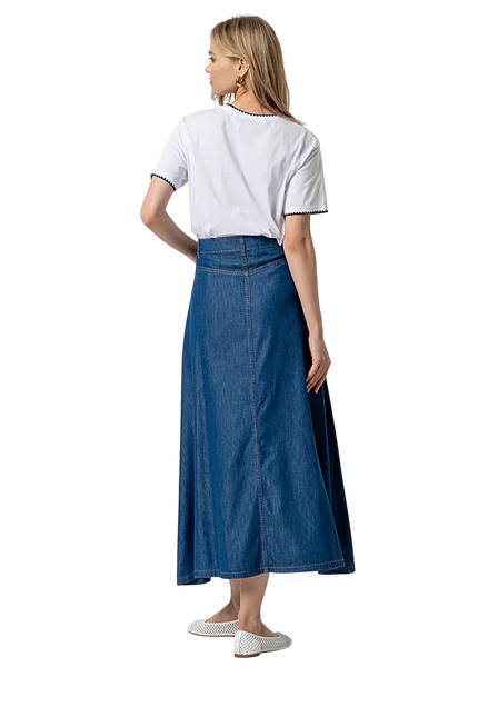 BLUE MAXI SKIRT WITH SLIT
