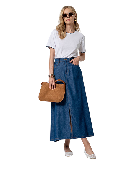 MAXI SKIRT WITH SLIT BLUE