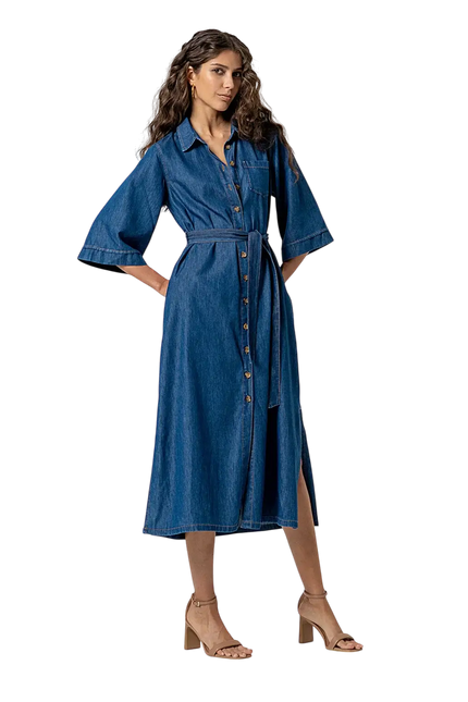 BLUE LONG SHIRT DRESS