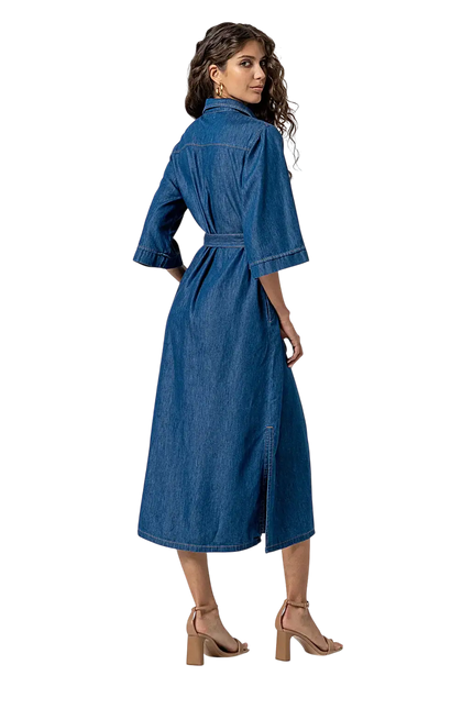 BLUE LONG SHIRT DRESS