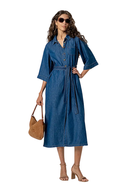 BLUE LONG SHIRT DRESS
