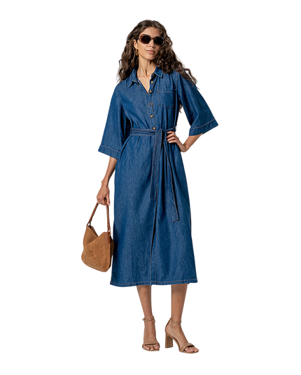 LONG SHIRT DRESS BLUE