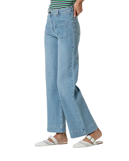 CALÇA DE PERNA LARGA AZUL CLARO