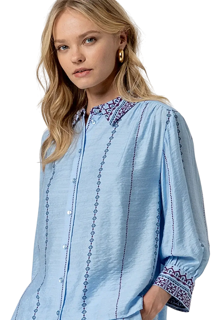 SURKANA SKY BLUE 3/4 WIDE-SLEEVE SHIRT