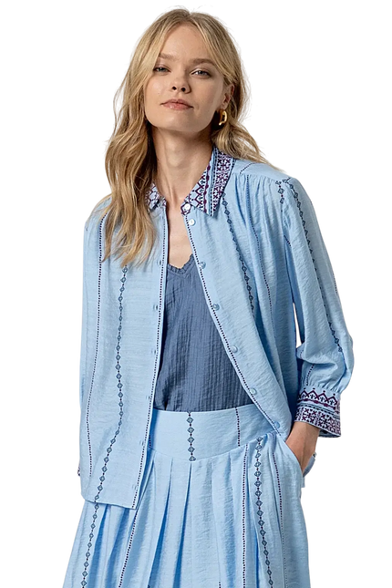 SURKANA SKY BLUE 3/4 WIDE-SLEEVE SHIRT