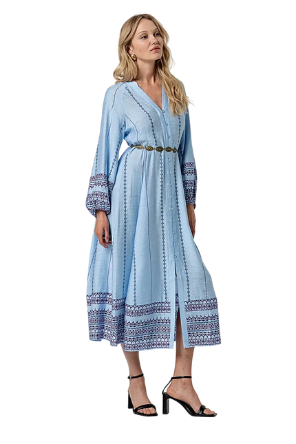SURKANA SKY BLUE LONG SHIRT DRESS