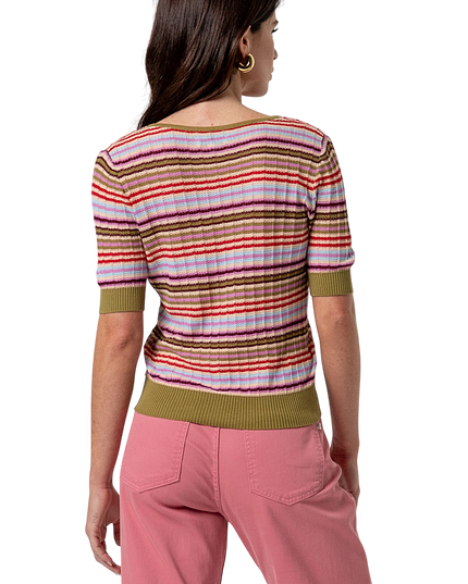 STRIPED V-NECK SWEATER PINK