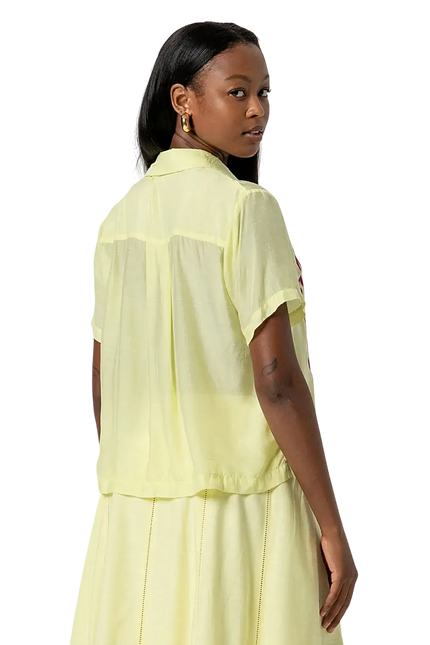 SURKANA LIGHT YELLOW EMBROIDERED SHORT-SLEEVED SHIRT