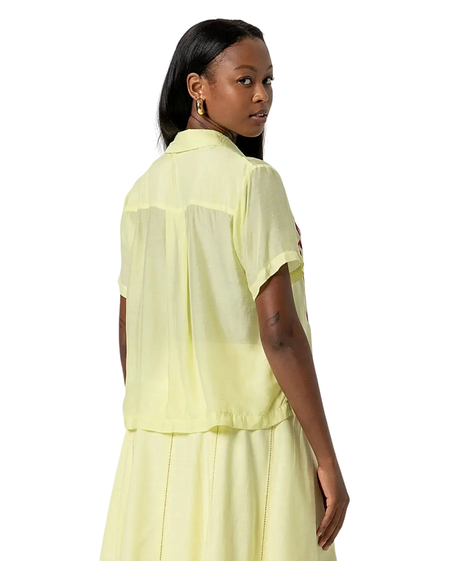 SURKANA EMBROIDED SHORT SLEEVE SHIRT LIGHT YELLOW