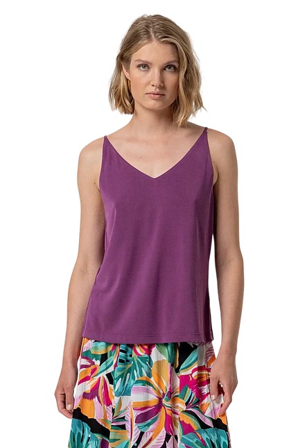 PURPLE V-NECK STRAP TOP