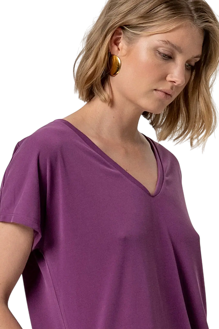 PURPLE SLEEVELESS V-NECK T-SHIRT