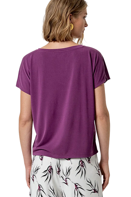 PURPLE SLEEVELESS V-NECK T-SHIRT
