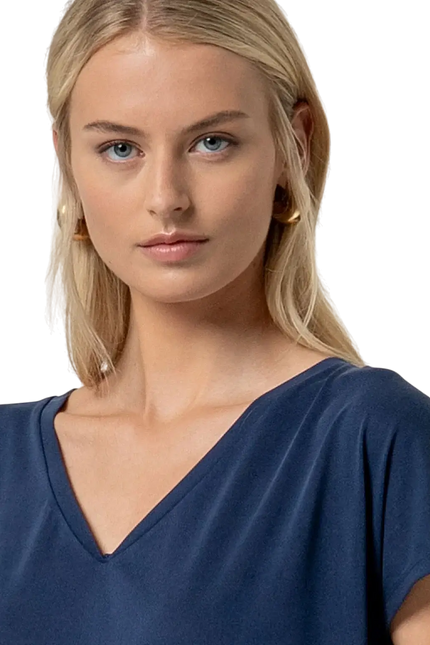 NAVY BLUE SLEEVELESS V-NECK T-SHIRT