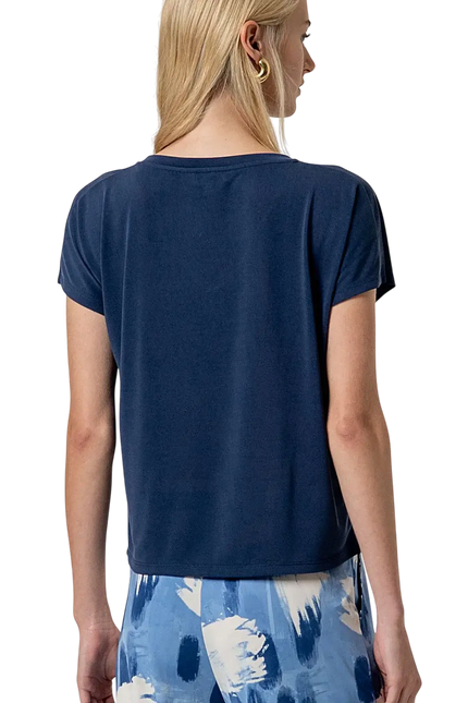 NAVY BLUE SLEEVELESS V-NECK T-SHIRT