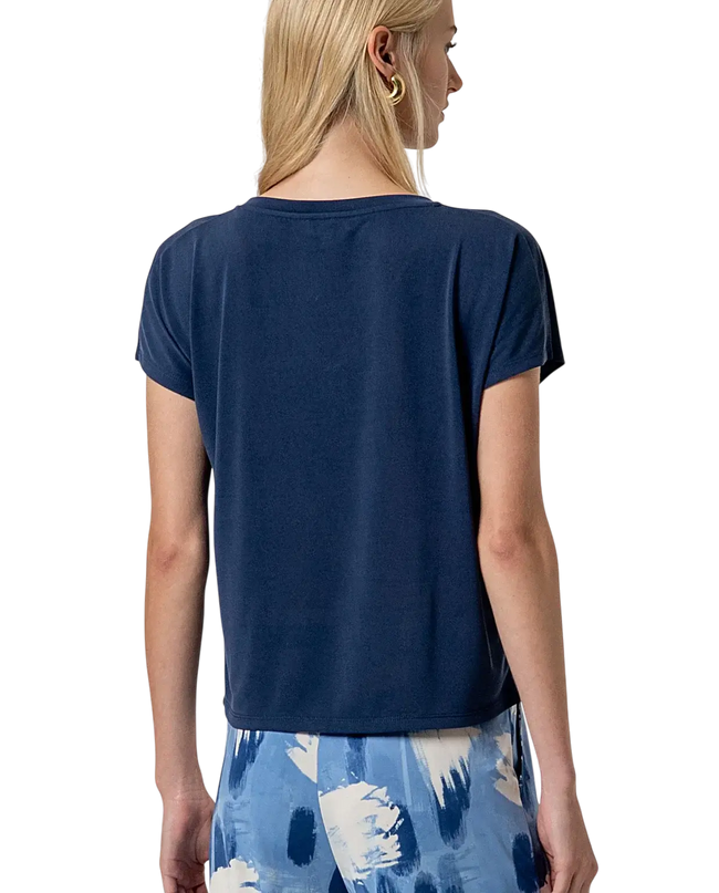 SLEEVELESS V-NECK T-SHIRT NAVY BLUE