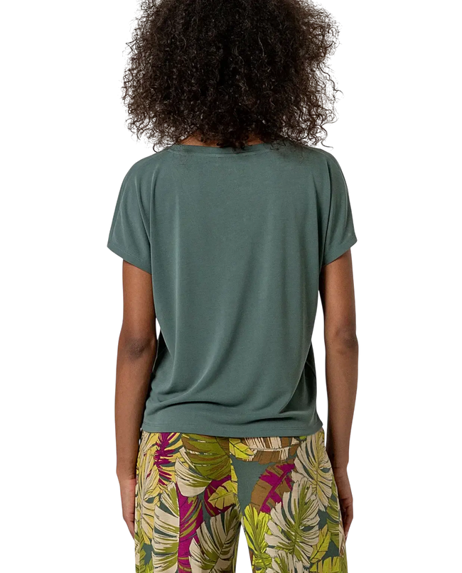 SLEEVELESS V-NECK T-SHIRT BOTTLE GREEN