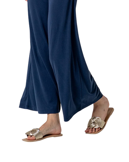 CALÇA DE PERNA LARGA AZUL MARINHO