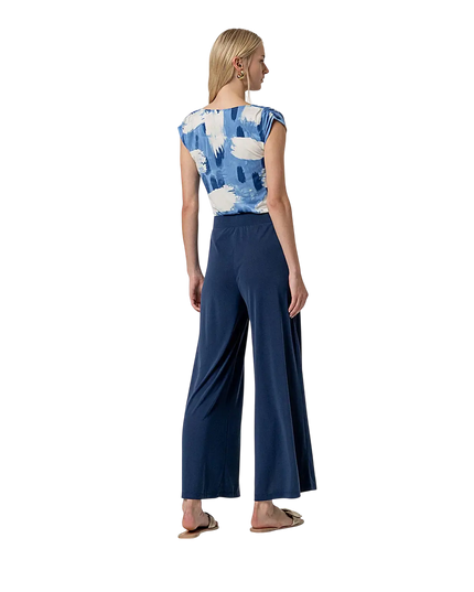 CALÇA DE PERNA LARGA AZUL MARINHO
