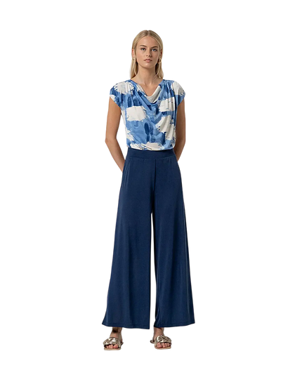 CALÇA DE PERNA LARGA AZUL MARINHO
